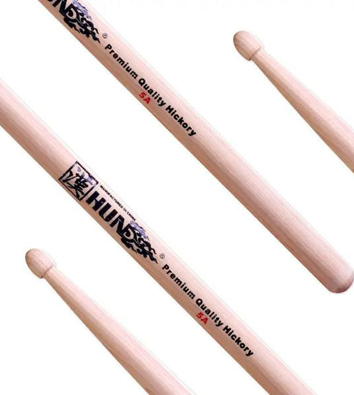 Hun HFBF5ANAT Drum Sticks 5A Hickory Natural wooden Tip - 