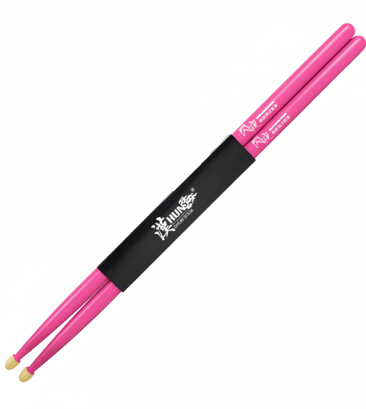 Hun HFFL5APK Drum sticks 5A fluorescent series wood Tip Pink - 