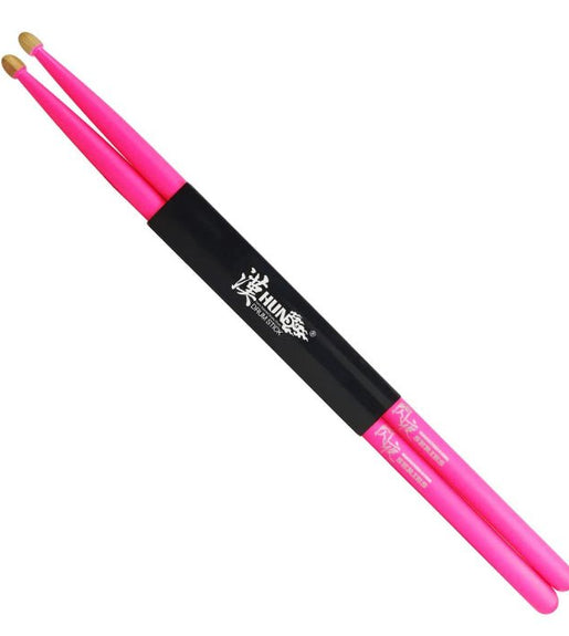 Hun HFFL5APK Drum sticks 5A fluorescent series wood Tip Pink - 
