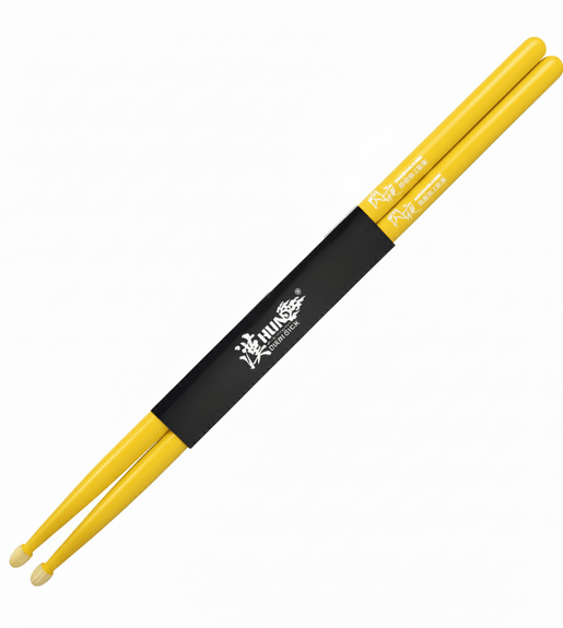 Hun HFFL5AYEL Drum Sticks 5A Fluorescent Series Wood Tip Yellow - 