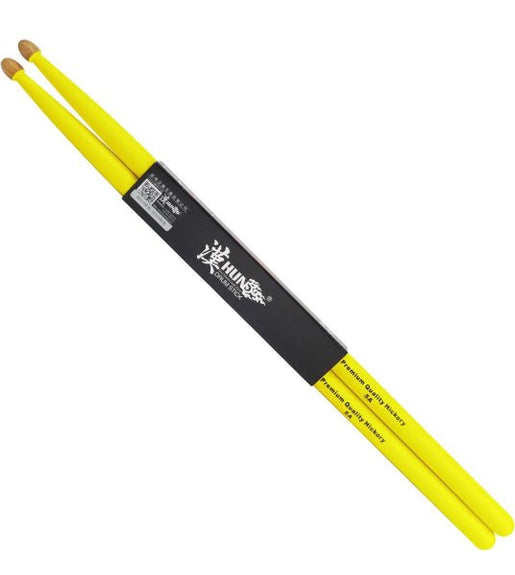 Hun HFFL5AYEL Drum Sticks 5A Fluorescent Series Wood Tip Yellow - 