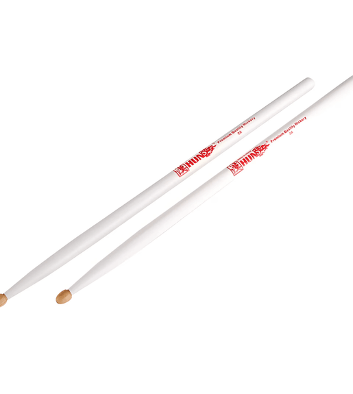Hun HFQ15AWH Drum Sticks 5A Premium Q1 Hickory Wooden Tip White - 