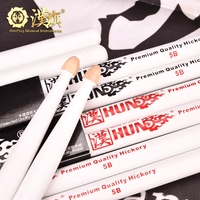 Hun HFQ15AWH Drum Sticks 5A Premium Q1 Hickory Wooden Tip White - 