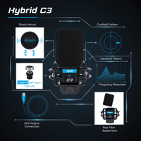 Hybrid C3 - Studio Condenser Microphone With Shock Mount & Windshield - 