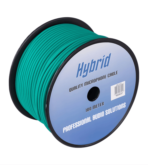 Hybrid CABHYB017 - 100 Microphone Cable 100 Meter Roll (Green) - 
