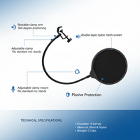 Hybrid FM02 Microphone Pop Filter with Goose Neck - 6009704684510