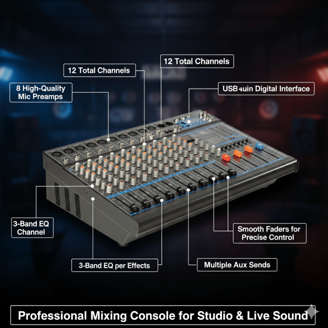 Hybrid M121200PUX 12 channel Stero Mixer Studio Mixers - Philtron