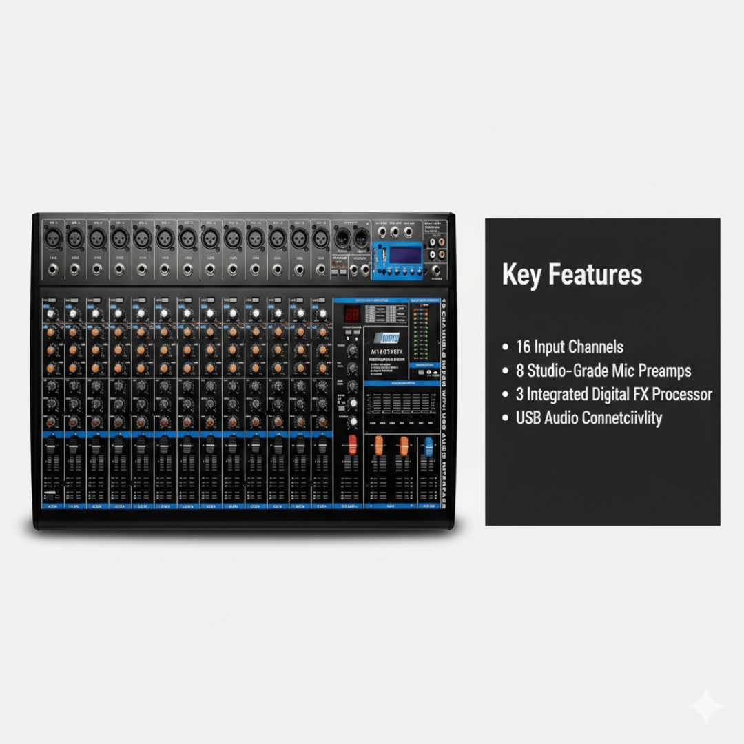 Hybrid M1602UBTX 16 Channel Band Mixer Studio Mixers - Philtron Hybrid M1602UBTX 16 Channel Band Mixer Studio Mixers - Philtron