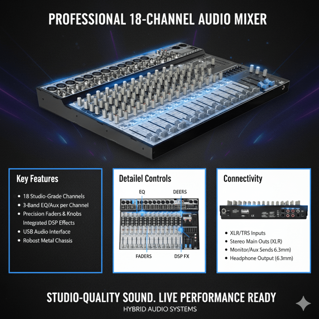 Hybrid MC20USB 18 channel Analog Mixer Studio Mixers - Philtron