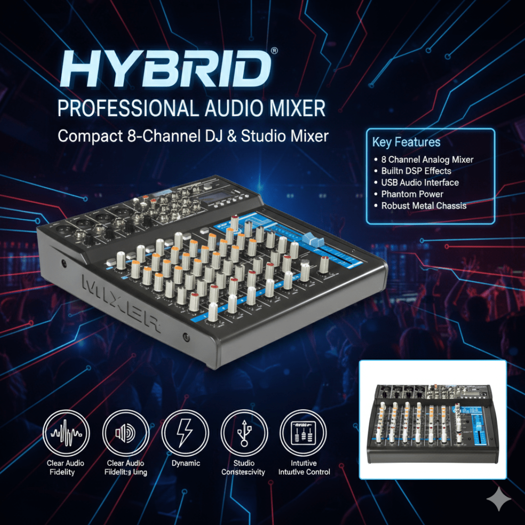 Hybrid ML802DUSBX 8 Channel Analog Mixer Studio Mixers - Philtron Hybrid ML802DUSBX 8 Channel Analog Mixer Studio Mixers - Philtron