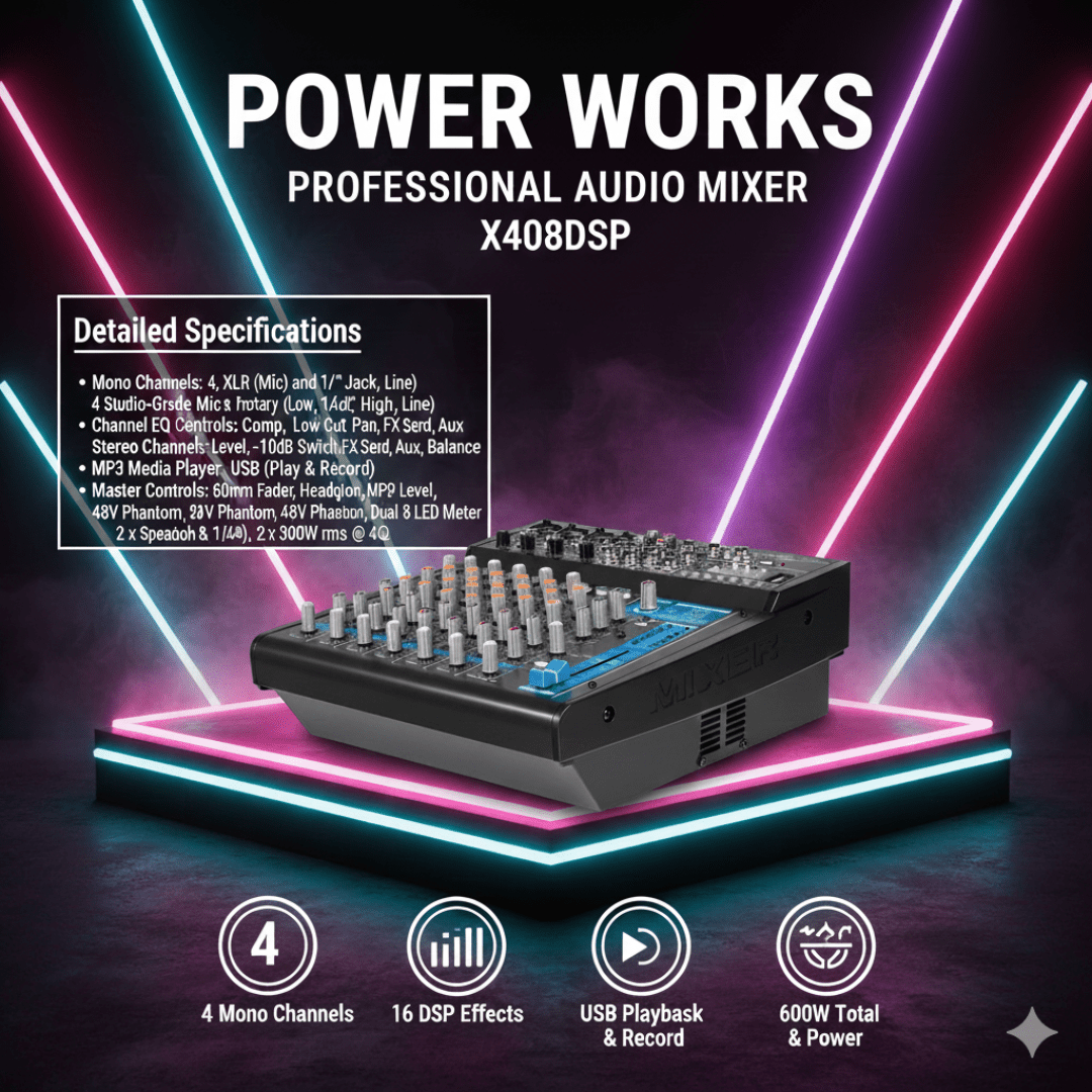 Hybrid ML860PDUX 4 Channel Analog Powered Mixer Analogue Mixers
