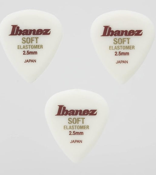 Ibanez BELJ1ST25 Elastomer Pick 3 Pcs Soft 2.5mm Teardrop Shape - 