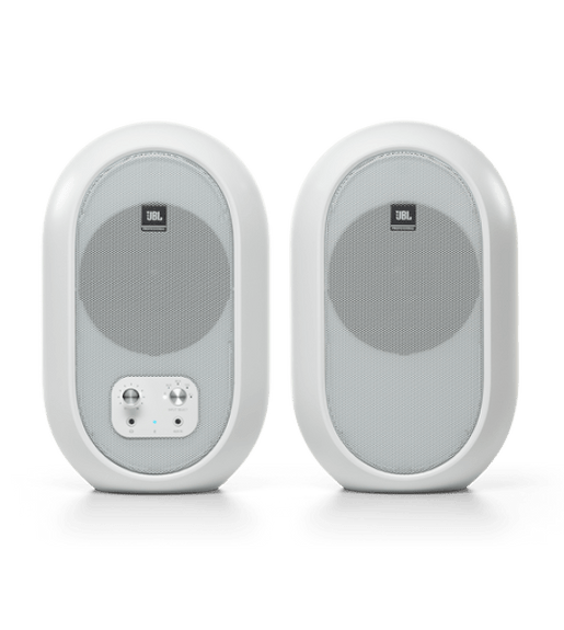 JBL 104 - BT Compact Desktop Reference Monitor Speakers with Bluetooth - White - 691991033704