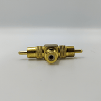 Kentech 002-S16-609 RCA Coupler (Female to Dual Male Y-Splitter - Gold Metal) - 