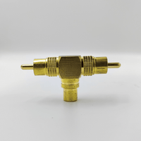 Kentech 002-S16-609 RCA Coupler (Female to Dual Male Y-Splitter - Gold Metal) - 
