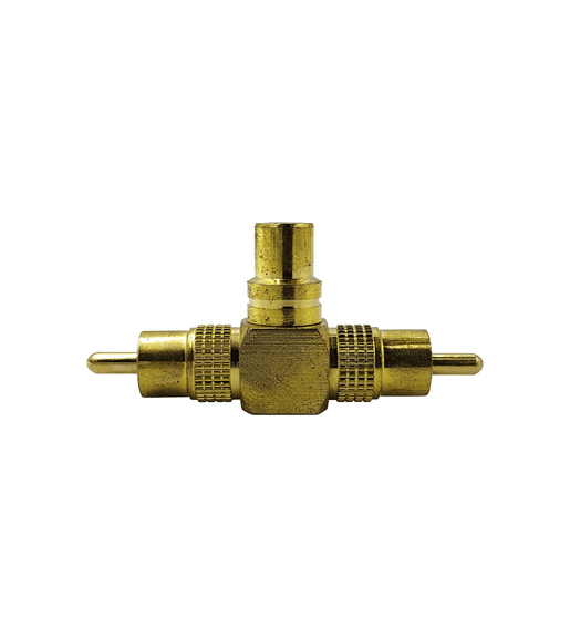 Kentech 002-S16-609 RCA Coupler (Female to Dual Male Y-Splitter - Gold Metal) - 