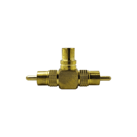 Kentech 002-S16-609 RCA Coupler (Female to Dual Male Y-Splitter - Gold Metal) - 