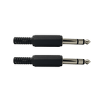 Kentech 750.854/CJP8027P2 6.35mm Stereo Male Jack Audio Connector - Black Plastic 2 Pack - 