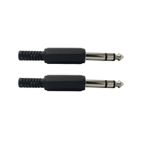 Kentech 750.854/CJP8027P2 6.35mm Stereo Male Jack Audio Connector - Black Plastic 2 Pack - 