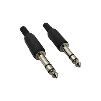 Kentech 750.854/CJP8027P2 6.35mm Stereo Male Jack Audio Connector - Black Plastic 2 Pack - 