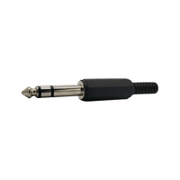 Kentech 750.854TVA/CJP802 6.35mm Stereo Male Jack Connector (Plastic / Black) - 