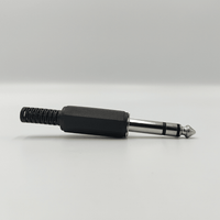 Kentech 750.854TVA/CJP802 6.35mm Stereo Male Jack Connector (Plastic / Black) - 