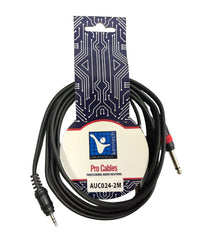 Kentech AUC024 - 2M Audio Cable 3.5mm Stereo Jack - 2 X 6.35mm Jack 2M - 