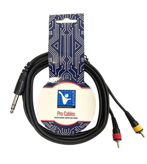 Kentech AUC029 - 2M Professional Audio Cable 2 x 6.35mm Stereo Jack to 2RCA 2m - 