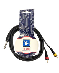 Kentech AUC029 - 2M Professional Audio Cable 2 x 6.35mm Stereo Jack to 2RCA 2m - 