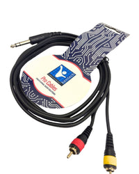 Kentech AUC029 - 2M Professional Audio Cable 2 x 6.35mm Stereo Jack to 2RCA 2m - 