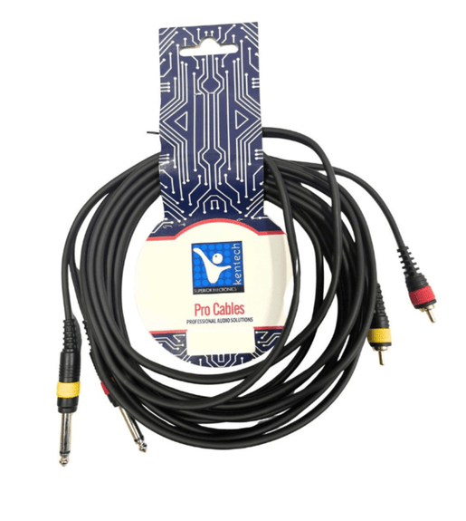 Kentech AUC039 - 5M Audio Cable 2 x 6.35mm Mono Jack to 2 Rca 5m - 