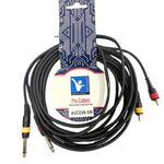 Kentech AUC039 - 5M Audio Cable 2 x 6.35mm Mono Jack to 2 Rca 5m - 