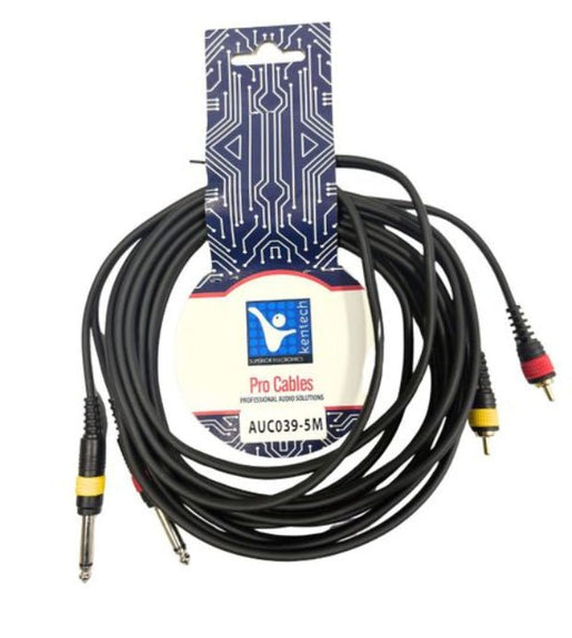 Kentech AUC039 - 5M Audio Cable 2 x 6.35mm Mono Jack to 2 Rca 5m - 