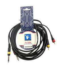 Kentech AUC039 - 5M Audio Cable 2 x 6.35mm Mono Jack to 2 Rca 5m - 