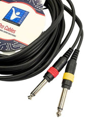 Kentech AUC039 - 5M Audio Cable 2 x 6.35mm Mono Jack to 2 Rca 5m - 