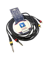 Kentech AUC039 - 5M Audio Cable 2 x 6.35mm Mono Jack to 2 Rca 5m - 