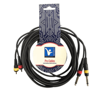 Kentech AUC039 - 5M Audio Cable 2 x 6.35mm Mono Jack to 2 Rca 5m - 