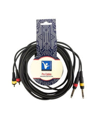 Kentech AUC039 - 5M Audio Cable 2 x 6.35mm Mono Jack to 2 Rca 5m - 