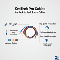 Kentech AUDC009 - 1M - P6 6.35mm Mono Jack to 6.35mm Mono Jack Cable 1M - 