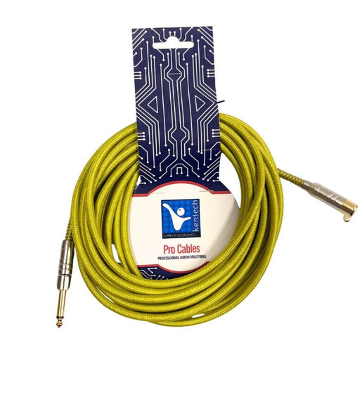 Kentech INC001 - GR/YE - 6M Instrument Cable 6.35mm 1/4