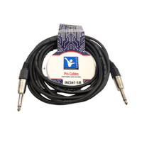Kentech INC047 - 5M Instrument Cable 6.35mm Mono - 6.35mm Mono Jack 5M - 