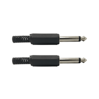 Kentech JX3011B/CJP8024P2 6.35mm Mono Jack Plastic Black (Pack of 2) - 