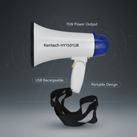 Kentech Megaphone HY1501UB 15W Pistol Grip with Rechargeable Lithium Battery + USB Input - 