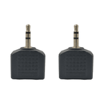 KENTECH SA111 P2 3.5mm Male Stereo Plug to Dual 3.5mm Female Stereo Socket Splitters (Pack of 2) - 