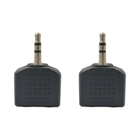 KENTECH SA111 P2 3.5mm Male Stereo Plug to Dual 3.5mm Female Stereo Socket Splitters (Pack of 2) - 