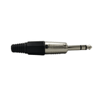 Kentech SJ015SP1 6.35mm Metal Stereo Jack Plug with Black Grip - 