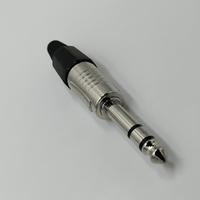 Kentech SJ015SP1 6.35mm Metal Stereo Jack Plug with Black Grip - 