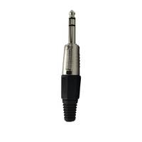 Kentech SJ015SP1 6.35mm Metal Stereo Jack Plug with Black Grip - 