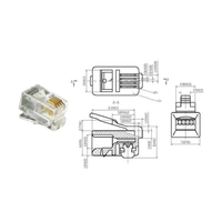 Kentech ST14P4CP5 Telephone Modular Plug 4-Pin 4-Way Connectors - 