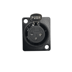 Kentech SX0102 3-Pin XLR Female Chassis Mount Panel Connector (Black) - 